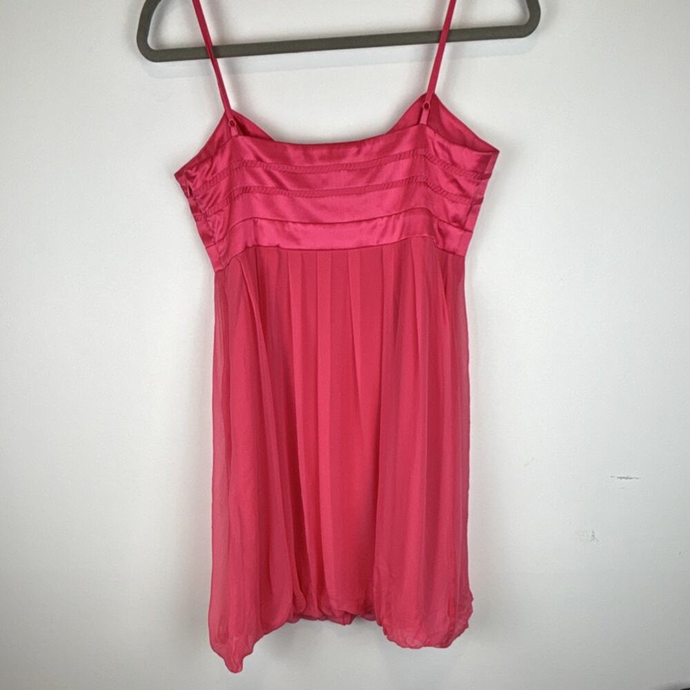 Marciano Pink Chiffon Bubble Babydoll Mini Sheer 100% silk Dress Sleeve Sz M NWT - Picture 4 of 6